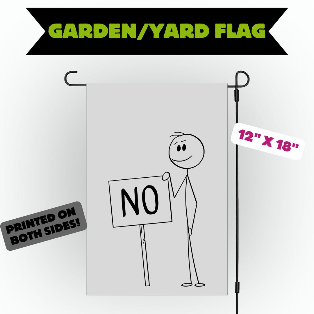 Funny NO Yard Flag, Introvert Porch Sign, Minimalist Stick Figure ...