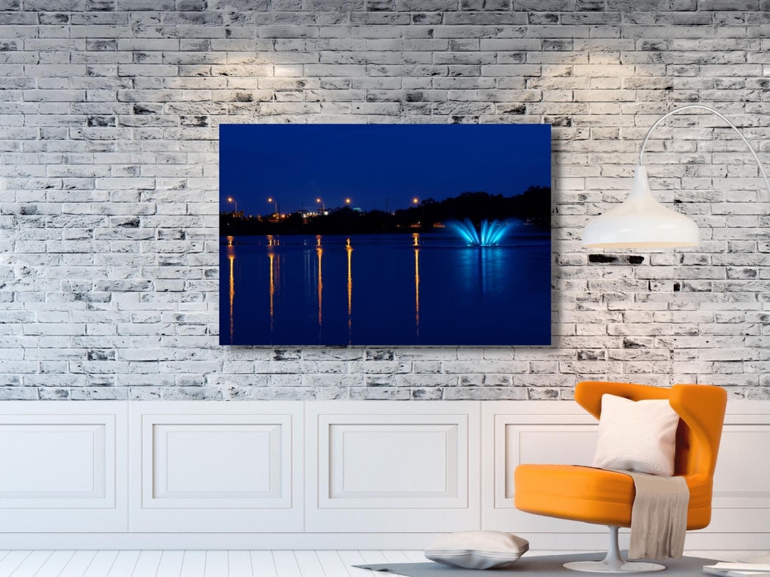 Fountain at Night. Wall Art Decor Photo Print Poster Etsy