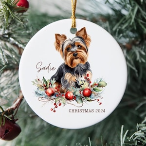 Yorkie Christmas Ornament - Personalized Pet Keepsake - Yorkshire Terrier Ornament Gift Christmas Tree - Dog Mom Gift - Custom Dog Ornament