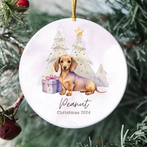 Adorable Dachshund Personalized Ornament - Custom Christmas Decor - Personalized Pet Keepsake - Weiner Dog Ornament - Dog Mom Gift
