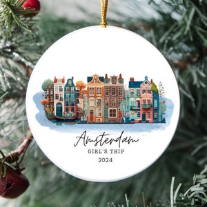 Amsterdam Personalized Christmas Ornament 2024 European Travel Netherlands