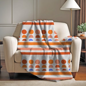 Retro Sunset Geometric Pattern Velveteen Plush Blanket