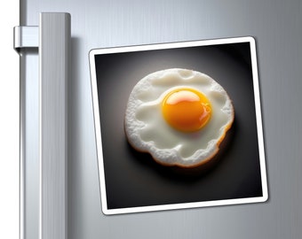 Fried Egg Magnet, Fried Egg Art, Sunny Side Up, Food Art, Foodie, Breakfast Food, Refrigerator Magnet, Outdoor Magnet, Home Gift, AI Art