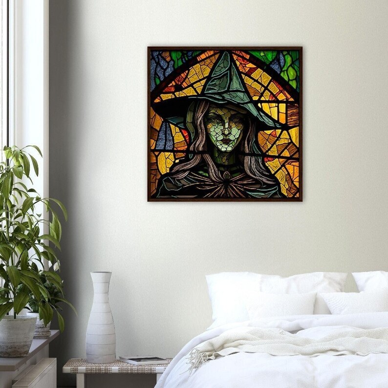 Witch on Stained Glass, Witch Wall Art, Witchy Decor, Home Decor, Spooky Decor, Spooky Gifts