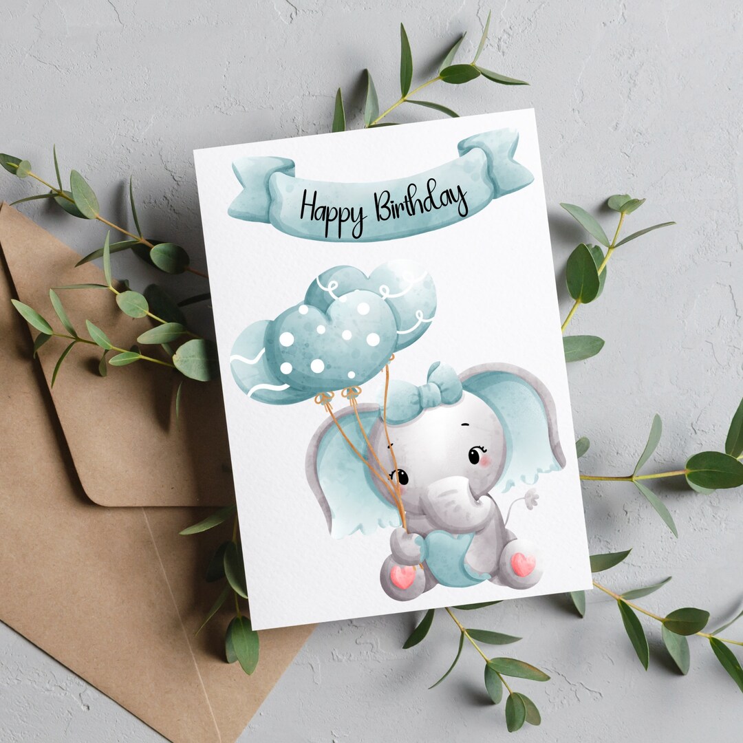 Printable Happy Birthday Boy Baby Card, Baby Boy Birthday, Instant ...