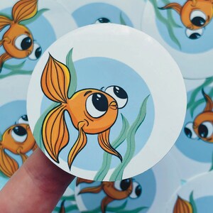 Goldfisch-Aufkleber, wetterfester Vinyl-Aufkleber im Cartoon-Stil