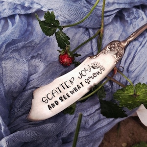 Stamped Silver Plate Spreader: Scatter Joy, Vintage Charcuterie Knife