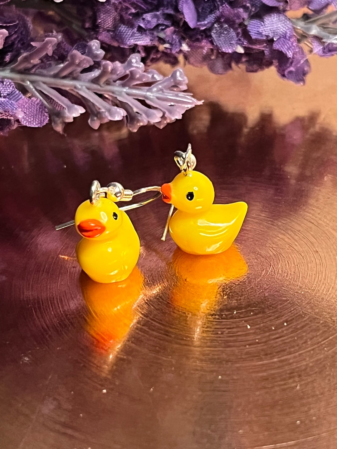 Rubber Duck Earrings Resin Ducks Cute Duck Earrings Nickel Etsy