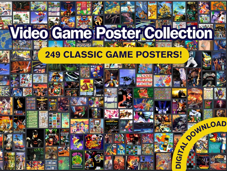 Retro Video Game Poster Collection. 249 Classic Game Posters, Most at