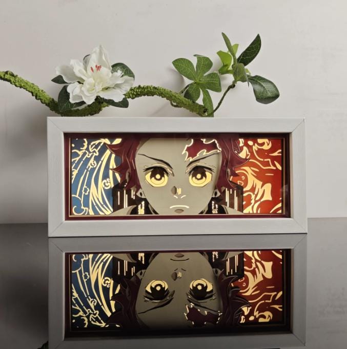 Shutterbox Anime Anime 3D Paper Cut Lightbox, RGB Color Shadow Box, Manga Neon Desk ...