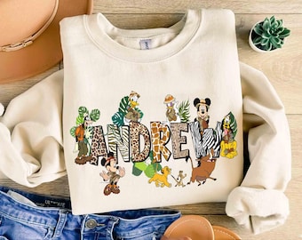 Custom Name Animal Kingdom T-shirt, Personalized Disney Mickey and Friends Lion King Matching Tee, Kids Disneyland Holiday Family Trip Gift