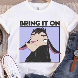 Disney The Emperor&#39;s New Groove Kuzco Bring It On Distressed Portrait Shirt, Disney Yzma Kronk Tee, Disneyland Family Holiday Vacation Trip