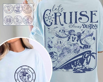 Personalisiertes Disney Cruise Line 2026-Shirt, Mickey & Friends-Familienkreuzfahrt-Trip-T-Shirt, Let's Cruise, Disney Wish Dream Magic Wonder Fantasy
