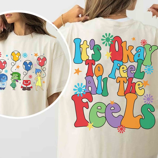 Inside Out It's Okay To Feel All The Feels Mickey Balloons T-shirt, Disney Mental Health Therapy Psychology Tee, Disneyland Family Trip