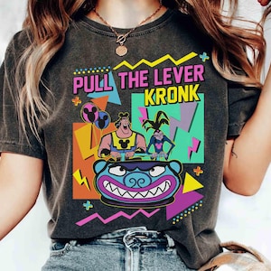 Retro 90s Yzma And Kronk Pull The Lever T-shirt, Disney The Emperor&#39;s New Groove Tee, Magic Kingdom Disneyland Family Vacation Holiday Gift