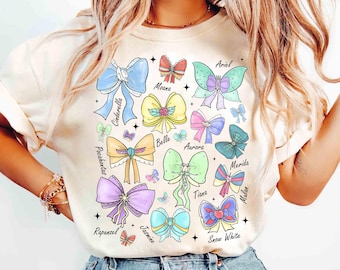 Chemise princesse Disney aquarelle noeuds Coquette, chemise Cendrillon Tiana Disney Aurora Ariel Belle, voyage Magic Kingdom Disneyland Girl 2026