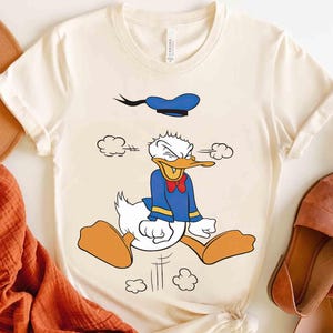 ディズニーの怒ったドナルドダックのクワックポートレートTシャツ、面白いディズニーミッキーと仲間たちのマッチングTシャツ、マジックキングダムディズニーランドバケーションギフト