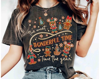 Camiseta navideña "Es la época más maravillosa del año" con galletas de jengibre, camiseta "Muy feliz Navidad" de Mickey y sus amigos, regalo familiar de Disneyland.