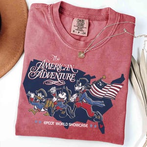 Comfort Colors American Adventure And EPCOT World Showcase Shirt, Disney USA 250th Anniversary 4th of July Mickey Friends US Flag Patriotic image 1