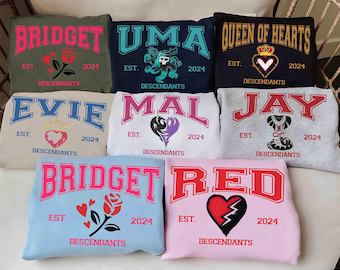 Retro Descendants The Rise of Red Characters Symbol Shirt, Disney Descendants 4 Shirt, Descendants Matching Tee, Red & Chloe, Queen Of Heart