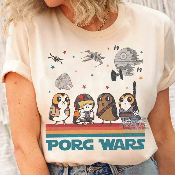 T-shirt vintage Porg Wars, t-shirt Star Wars Day 2024 May the Fourth Be With You, Studios hollywoodiens, voyage en famille Disney Galaxy's Edge
