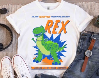 Disney Pixar Toy Story Cute REX Dinosaur Portrait Shirt, Buzz Lightyear Woody Tee, Disney Parks WDW Disneyland Family Vacation Holiday Gift