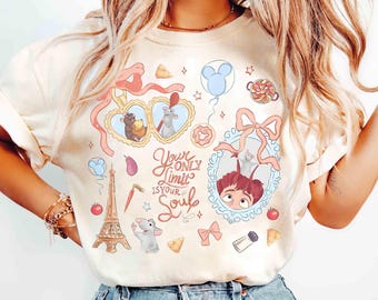 Coquette Bows Watercolor Disney Pixar Ratatouille Shirt, Remy Little Chef and Emile, Remy Adventure Paris France Restaurant Disneyland Trip