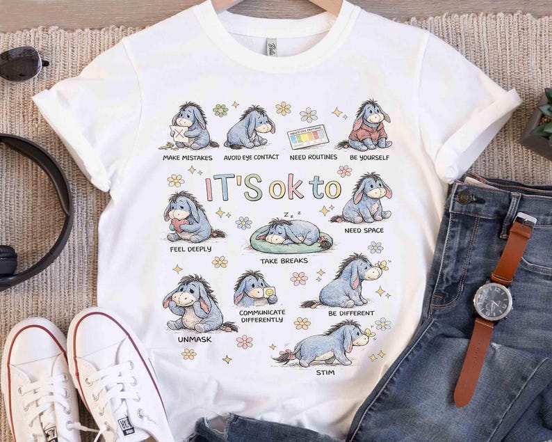 Cute Eeyore It’s Ok To Be Different Autism Goose Shirt, Autism Acceptance Winnie The Pooh Tee, Special Education Teacher Tee, Neurodiversity image 4