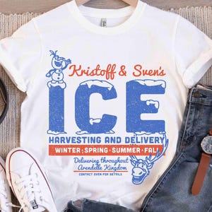 Disney Frozen Kristoff & Sven&#39;s Ice Harvesting And Delivery Shirt, Arendelle Kingdom Tee, WDW Magic Kingdom Disneyland Family Vacation Gift