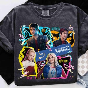Watercolor Disney Channel Zombies 4 Movie 2025 Matching T-shirt, Disney Zombies Zed and Addison, Victor and Nova, Disneyland Family Trip Tee