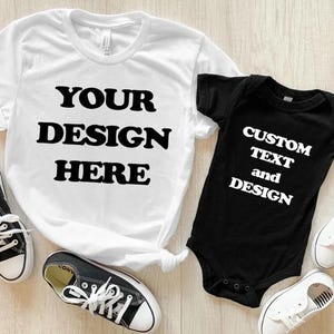 Camiseta familiar a juego personalizada, Añade tu texto aquí, Personaliza tu logo, Crea tu propia camiseta, Diseño de texto personalizado aquí
