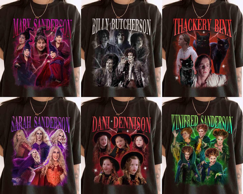 Ykomow Maglietta Donna Halloween Vintage Con Streghe Sanderson Sisters, Hocus Pocus, Cotone