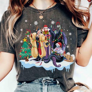 Disney Bösewichte Charaktere Weihnachtslicht Shirt, Böse Königin, Maleficent, Ursula, Disneyland Urlaub Familie Party Weihnachtsgeschenk