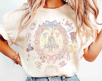 Disney Coquette Bows Magical Castle Shirt, Happiest Place Shirt, Disney Princess Castle Shirt, Magic Kingdom Girly Disney Girl Trip Shirt