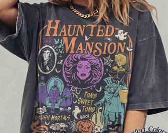 Comfort Colors® Retro The Haunted Mansion Shirt, Madam Leota Hitchhiking Ghosts Tee, Disney Spooky Season Tee, Halloween Gothic Family Trip