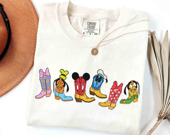 Disney Mickey And Friends Cowboy Cowgirl Boots Shirt, Disney Western Country Tee, Disneyland Trip Matching Shirts, Disneyland Family 2026
