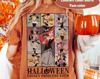 Vintage Halloween Disney Princess Tour Shirts, Disney Witch Ariel Belle Elsa Tiana Tee, Mickey's Not So Scary Party, Magic Kingdom Trip Tee