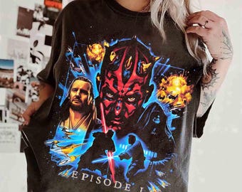 ヴィンテージ ジェダイ パワー バトル 25周年記念シャツ、オビ＝ワン・ケノービ ダース・モール Tシャツ、スター・ウォーズ ジェダイ Tシャツ、エピソード I、5月4日 トリップ シャツ