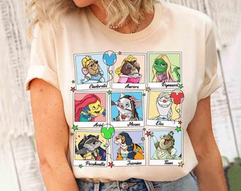 Disney Princess Sidekicks Photos Shirt, Disney Aurora Ariel Belle Cinderella Tiana Shirt, Magic Kingdom Disneyland Girl Trip 2026 Tee