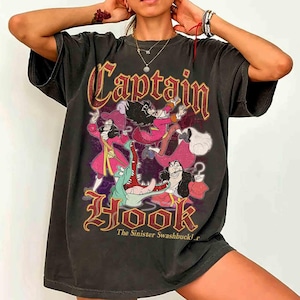 Vintage 90s Bootleg Disney Villains Captain Hook Shirt, Disney Peter Pan Matching Tee, Girl Trip Outfits, WDW Family Vacation 2026 Shirt