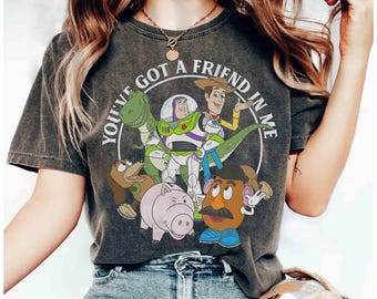 Camiseta retro de Disney Pixar Toy Story "Tienes un amigo en mí", foto grupal, viaje a WDW, camiseta unisex, regalo de cumpleaños familiar, camiseta para adultos y niños pequeños