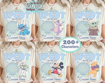 Customize All Disney Characters Epcot World Tour 2026 Shirt, Mickey & Friends Stitch Pooh Tee, Walt Disney World Epcot Family Trip Gifts