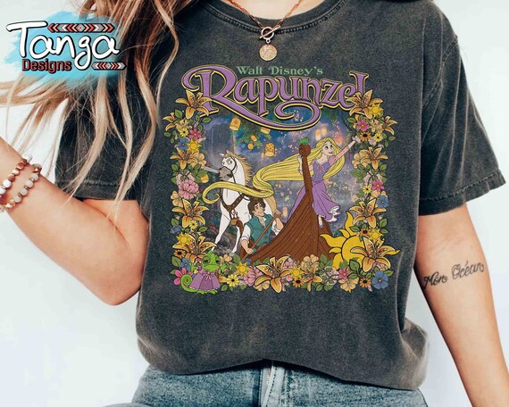 Cute Disney Retro 90s Tangled Group Shot Characters Shirt 