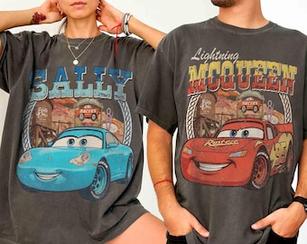 Retro Lightning Mcqueen Sally Couple Shirt, Pixar Cars Land T-shirt, Disney Couple Matching Tee, Radiator Springs Shirt, Disney Trip Shirts