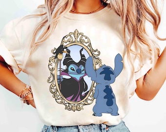 Coquette Stitch Costume Maleficent Halloween Shirt, Disney Parks Sleeping Beauty Tee, Stitch Cosplay Shirt, Disney Villains Maleficent Shirt