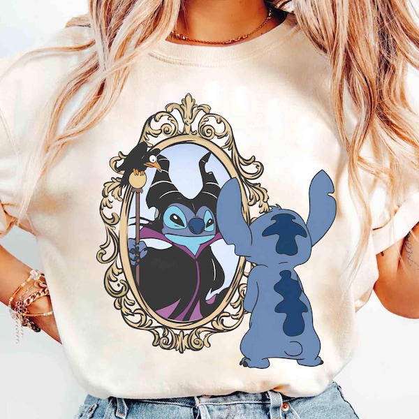 Coquette Stitch Costume Maleficent Halloween Shirt, Disney Parks Sleeping Beauty Tee, Stitch Cosplay Shirt, Disney Villains Maleficent Shirt