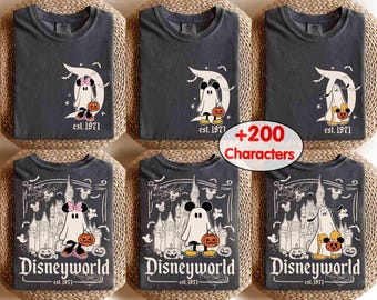 2-Sided Disney Mickey & Friends Ghost Shirt, Disneyworld Est 1971 T-shirt, Halloween Party Tee, Disneyland Family Matching, Disney Trip 2025