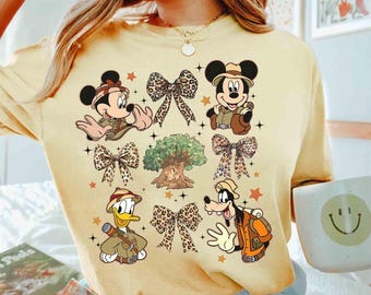 Mickey und Friends Leopard Coquette Bögen Animal Kingdom Shirt, Disney Safari-Modus Let's Get Wild Tee, Magic Kingdom Familienurlaub Reise