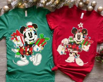 Vintage Disney Mickey And Minnie Christmas Lights Shirts, Vintage Disney Christmas Couple, Vintage Disney Couple Christmas, Mickey Christmas