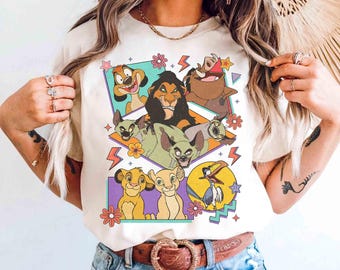 Camiseta de Disney con personajes de Hakuna Matata, El Rey León, Simba, Timón y Pumba, estilo retro de los 90, regalo familiar de Disneyland Magic Kingdom.